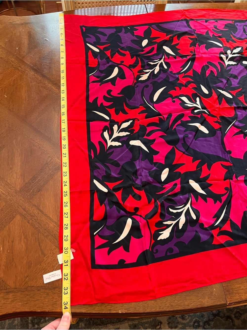 Vintage Christian Dior Multicolor Floral 100% Silk Scarf Japan New W/O Tag Nice! - Picture 10 of 12